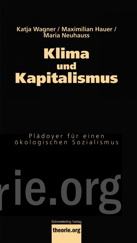 Auf schwarzem Hintergrund in beige der Buchtitel: Klima und Kapitalismus.